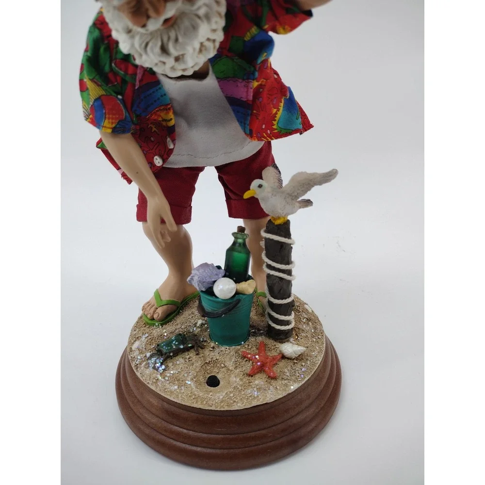 Kurt S Adler Fabriche Beach Santa Shell Tropical Hawaiian Christmas Figurine
